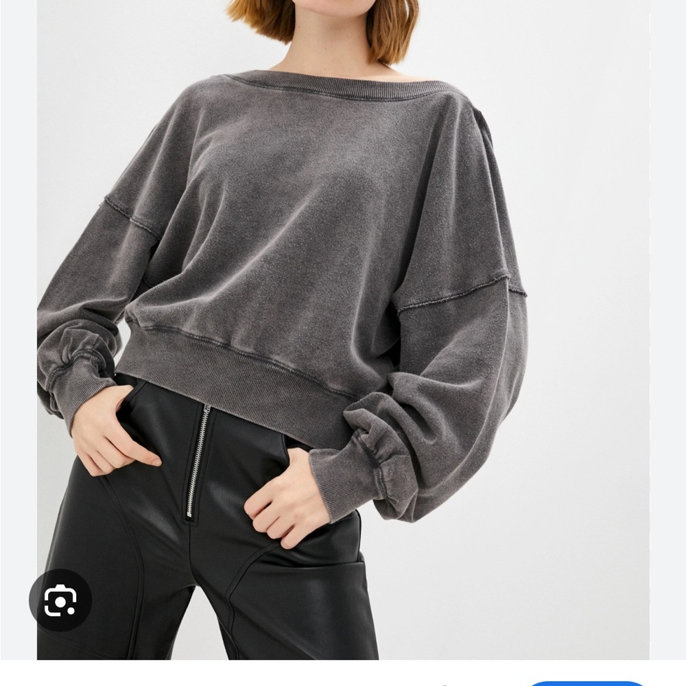 Free people take me back slouchy boxy oversize relaxed sweatshirt cropped top